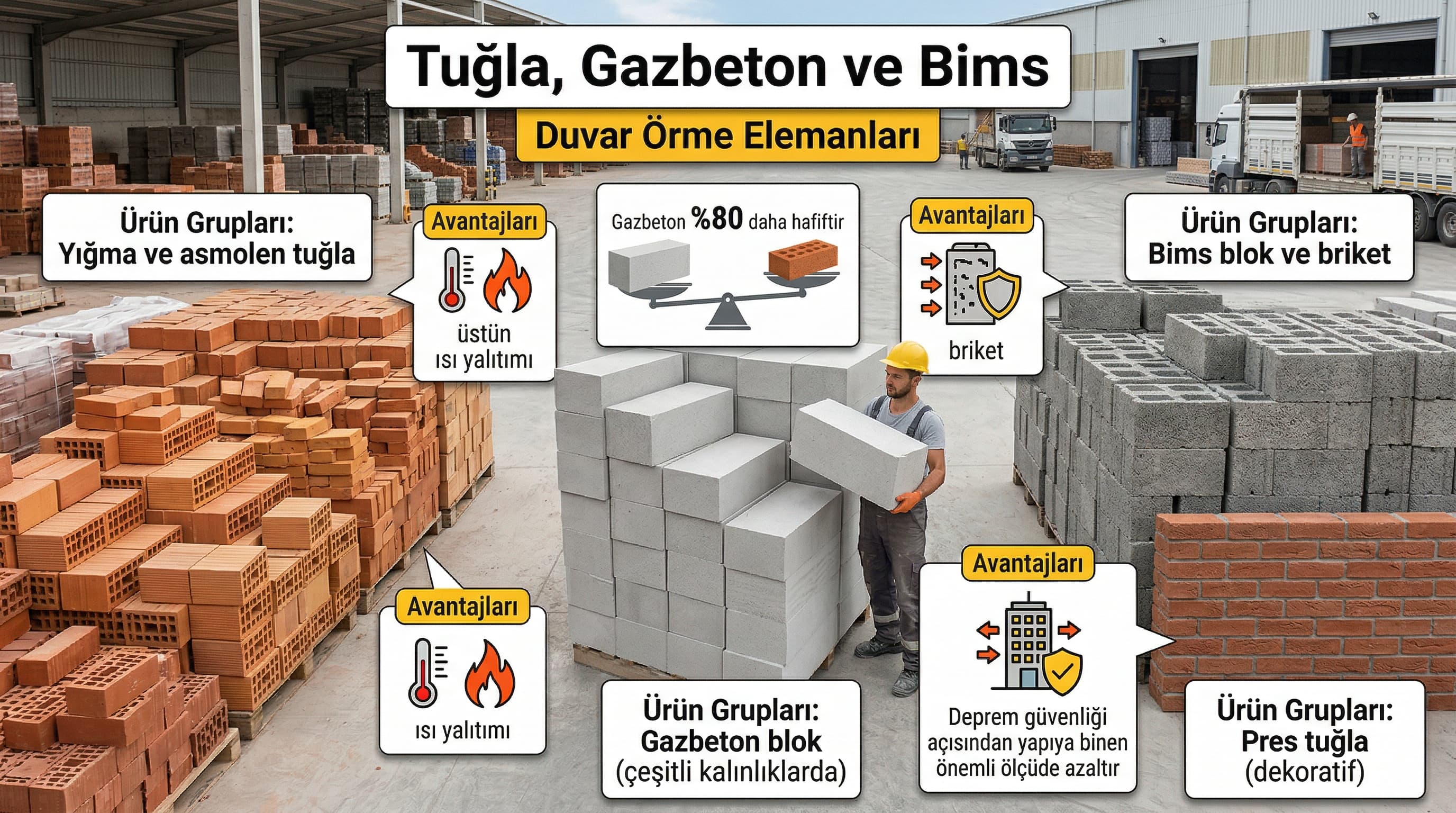 Tuğla, Gazbeton ve Bims